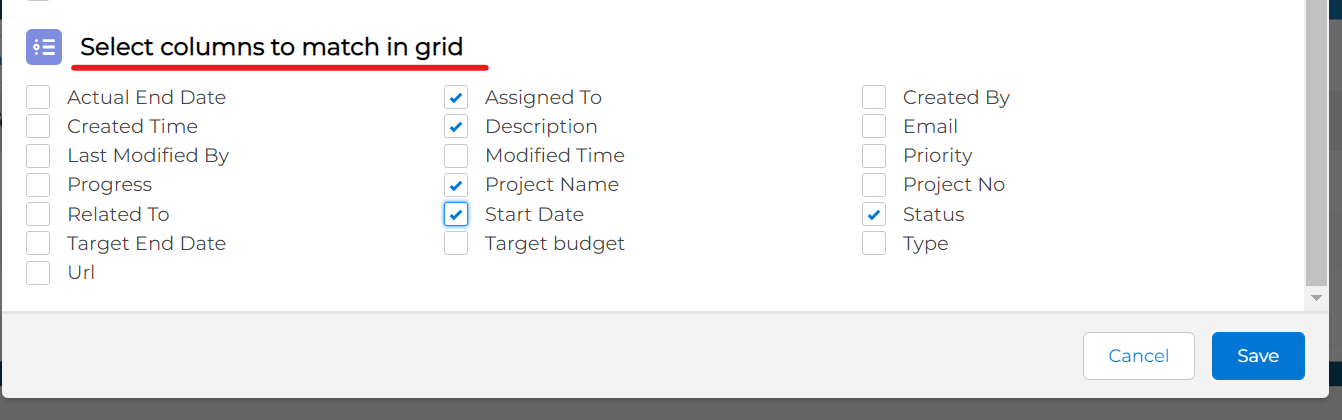 Select Match Columns