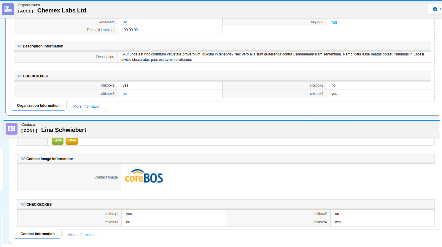 checkboxes on module